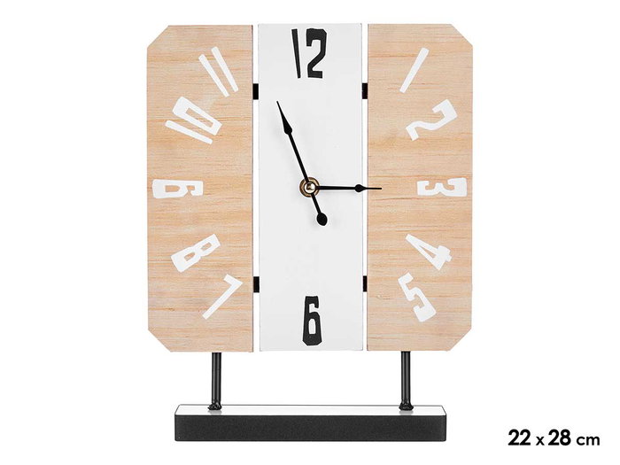 Giftdecor Horloge de Bureau Carrée Blanche et Bois 22x28x7 cm (Set de 6) Giftdecor Horloge de Bureau Carrée Blanche et Bois 22x28x7 cm (Set de 6)