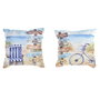 Coussin DKD Home Decor Plage Polyester Aluminium Multicouleur méditerranéen (45 x 10 x 45 cm) (2 Unités)