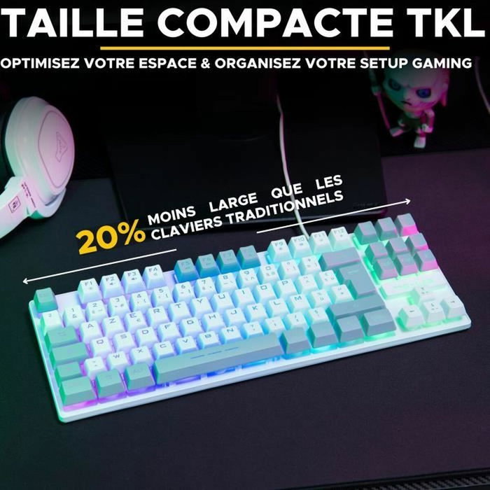 The G-Lab KEYZ CAESIUM Clavier Gamer TKL RGB Blanc et gris