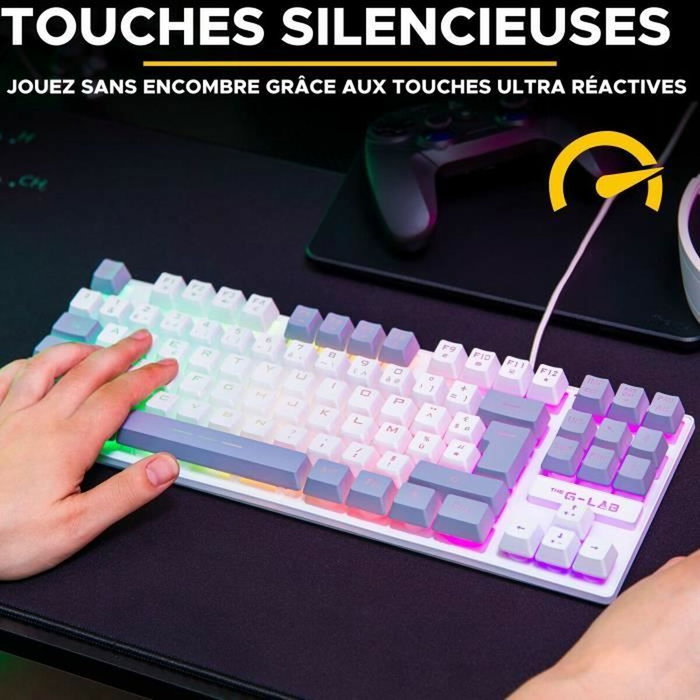 The G-Lab KEYZ CAESIUM Clavier Gamer TKL RGB Blanc et gris