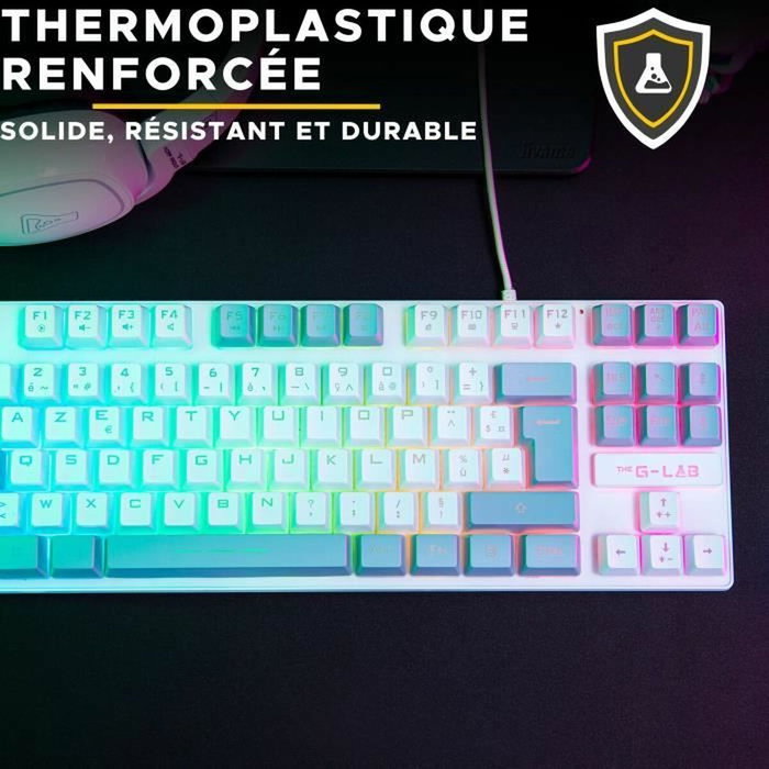 The G-Lab KEYZ CAESIUM Clavier Gamer TKL RGB Blanc et gris