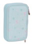 Safta Plumier double compartiment 28 pièces motif jardin 12.5x19.5x4cm, bleu turquoise, pour 3 ans
