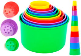 Polesie Pyramide Apilable Wader 35110 - Jouet d'éveil à empiler, anneaux colorés, pour enfants à partir de 18 mois