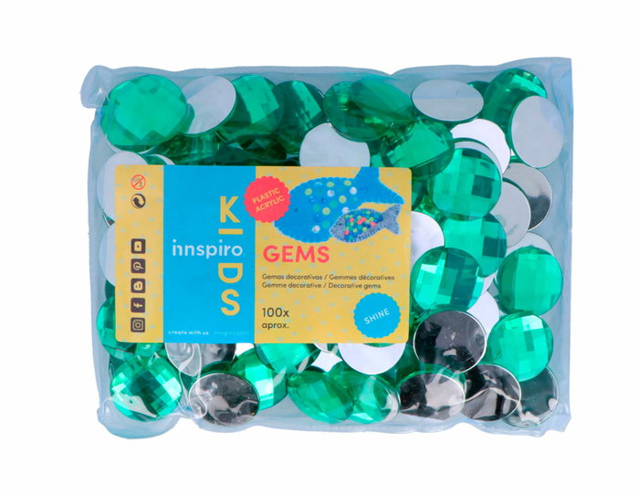 Innspiro Gemmes décoratives acryliques cercle vert 25mm 100u. approx.</h1>