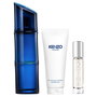 Kenzo Parfum Homme - Ensemble Coffret Cadeau 3 Pièces : Eau de Toilette 110 ml + 10 ml + Gel Douche 75 ml - Fragrance Marine Boisée Verte