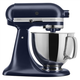 Kitchenaid KSM175PS Robot de cuisine Artisan 4,8 L bleu avec bol inox, batisseur plat, batisseur à œufs et crochet pétrisseur