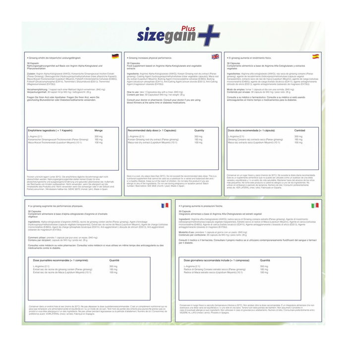 Sizegain Sizegain Plus - 30 capsules Sizegain Sizegain Plus - 30 capsules