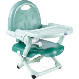 Chicco Pocket Snack Sage - Rehausseur de table pour bébé 6-36 mois, ultra-compact, léger avec poignée intégrée et plateau réglable amovible