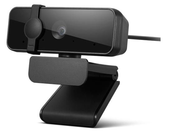 Lenovo Essential Webcam FHD 1080P avec micros stéréo double, obturateur de confidentialité, objectif grand angle 95°, USB, connexion trépied - Noir