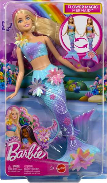 Barbie Poupée Sirène Fleur Magique Blonde