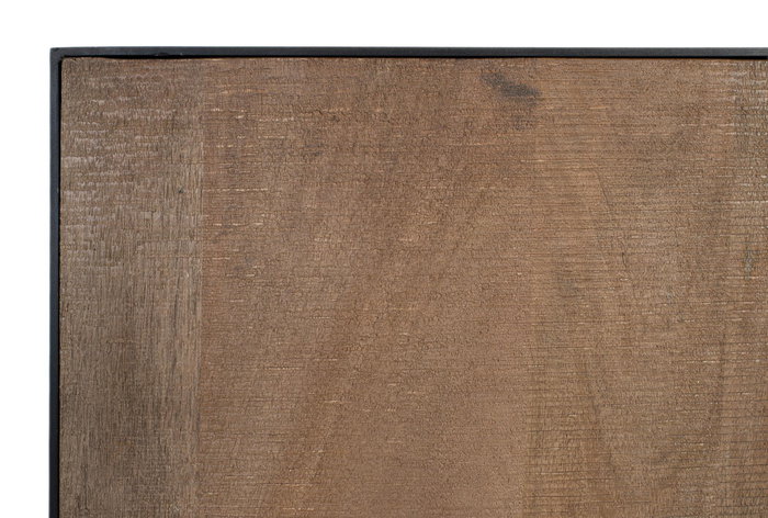 Giner y Colomer Buffet 3 Portes en Bois de Mango Naturel 150 cm - Structure Métal Noir, Système d'Ouverture Push, Minmaliste