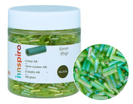 Innspiro Rocaille de verre cylindre aurora boreale vert avocat 1,80x6mm 95g