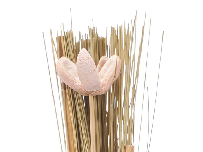 Giftdecor Ramillete 3 Fleurs Assorties Couleurs 16x60x5 cm Matière Végétale Sèche Lavande Naturel Rose Vert (Set de 16)