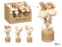 Giftdecor Vase Bouquet Fleurs 3 Modèles Assortis Fibre Naturelle et Verre Blanc 11x25x11 cm (Set de 12)