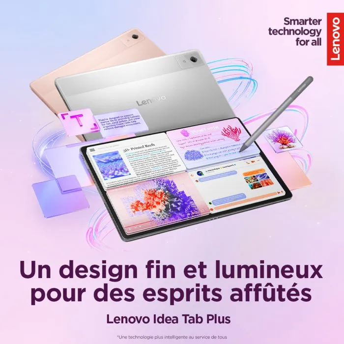 Lenovo IdeaTab Plus 12,1" - Tablette tactile 2,5K IPS, 8 Go RAM, 256 Go, Gris, avec stylet et folio de protection
