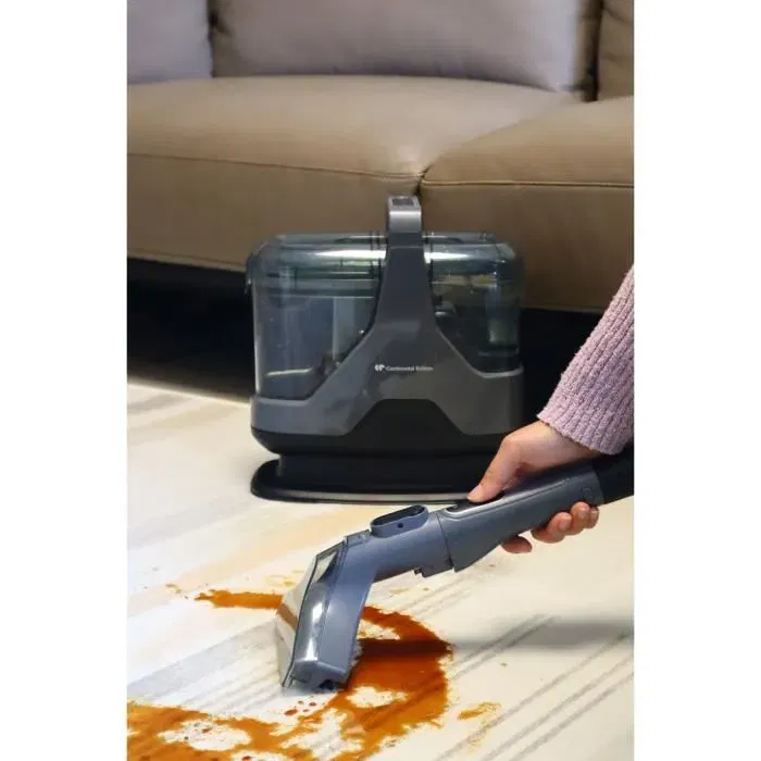 Continental Edison - Nettoyeur Détacheur Aspirateur 600 W - Pour Canapés, Tapis et Tissus d'Ameublement - Réservoir 1,3 L, Tuyau 1,6 m - Gris et Noir