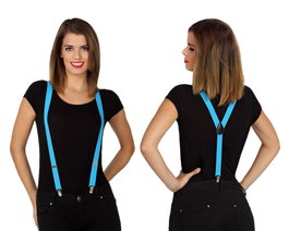 Tirantes Azules en Polyester pour Costume de Lycéen, Tenue Rétro ou Look Formel - Adulte