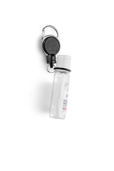 Durable EXTRA STRONG - Enrouleur avec clip porte-flacon de gel hydroalcoolique, système aimanté 300g, cordon renforcé 60cm pour blouse ou ceinture Durable EXTRA STRONG - Enrouleur avec clip porte-flacon de gel hydroalcoolique, système aimanté 300g, cordon renforcé 60cm pour blouse ou ceinture