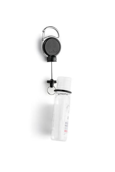 Durable EXTRA STRONG - Enrouleur avec clip porte-flacon de gel hydroalcoolique, système aimanté 300g, cordon renforcé 60cm pour blouse ou ceinture Durable EXTRA STRONG - Enrouleur avec clip porte-flacon de gel hydroalcoolique, système aimanté 300g, cordon renforcé 60cm pour blouse ou ceinture