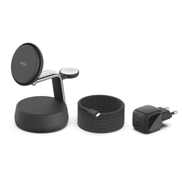 Belkin UltraCharge Pro Station de charge magnétique 3-en-1 Qi2 25W - Noir Belkin UltraCharge Pro Station de charge magnétique 3-en-1 Qi2 25W - Noir