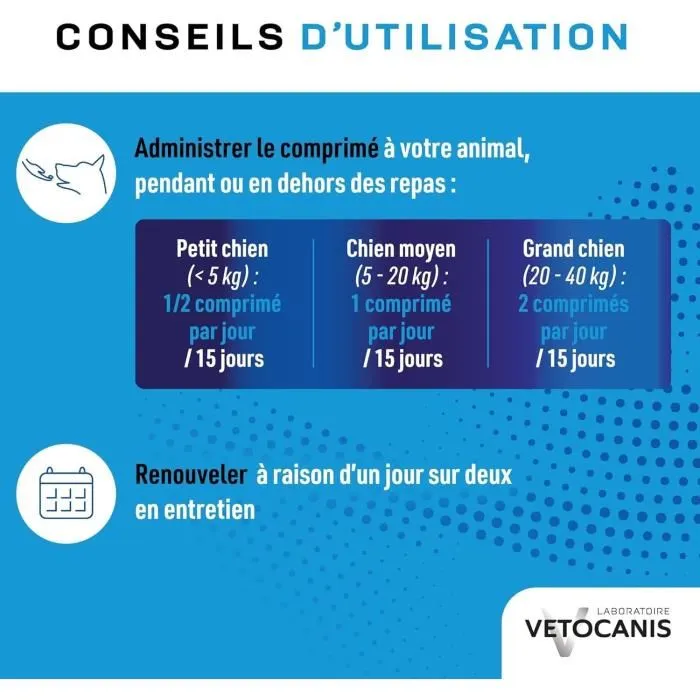 VETOCANIS Dentifrice à croquer anti-tartre pour chien, élimine la mauvaise haleine, renforce l'émail, 30 comprimés