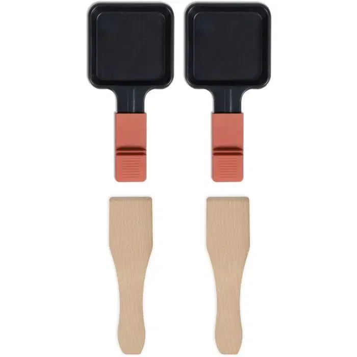 Livoo Raclette électrique connectable DOC310R pour 2 personnes, 450W, thermostat automatique, 2 spatules en bois et 2 caquelons