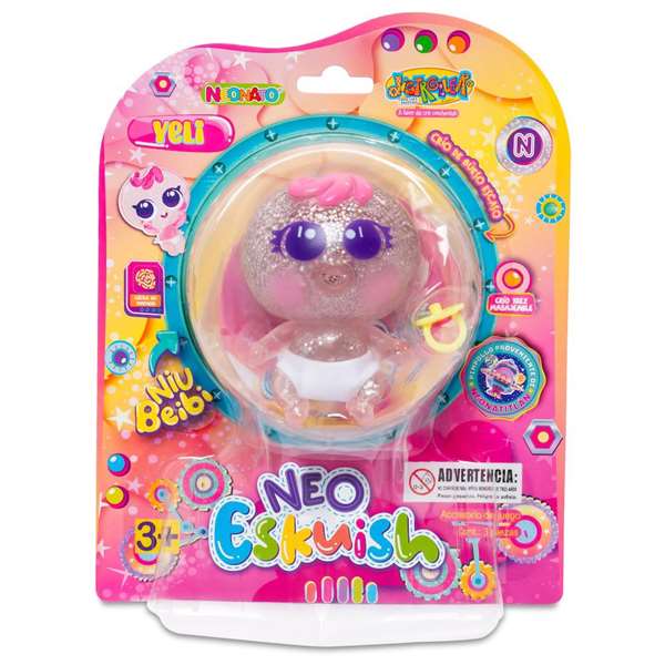 Bandai - Ksimerito Bebe Eskuish - Jouet sensoriel en latex translucide rempli de sirop de maïs, extensible et malléable - À partir de 36 mois