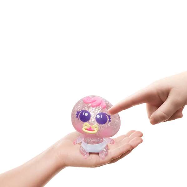 Bandai - Ksimerito Bebe Eskuish - Jouet sensoriel en latex translucide rempli de sirop de maïs, extensible et malléable - À partir de 36 mois