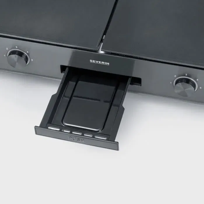 Plancha électrique SEVERIN PG8569 - Surface de cuisson 48 x 27 cm, revêtement céramique antiadhésif, 2200W, thermostat réglable 240°C, plaques amovibles