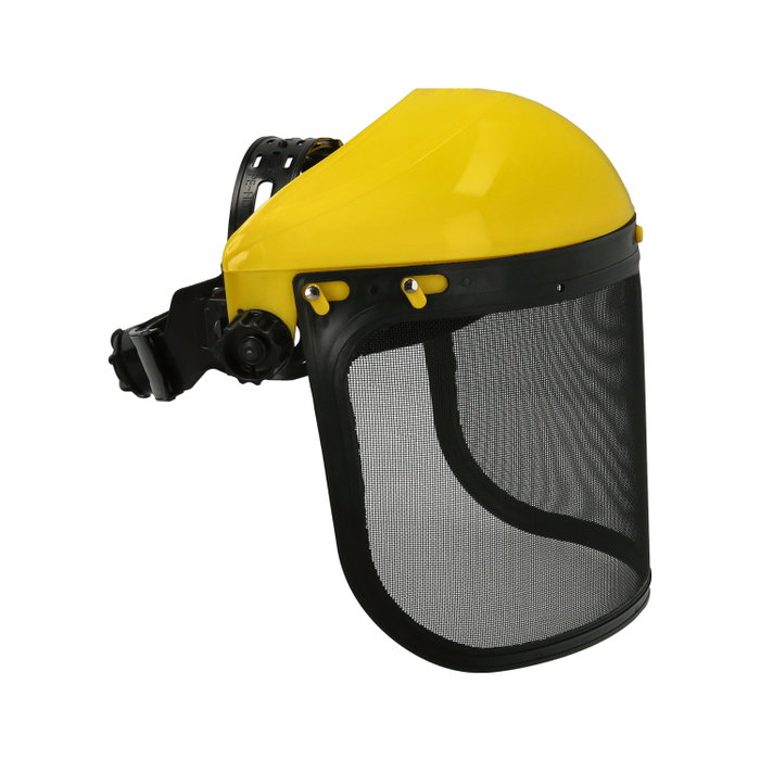 WOLFPACK LINEA PROFESIONAL Protecteur facial avec harnais et grille en maille jaune