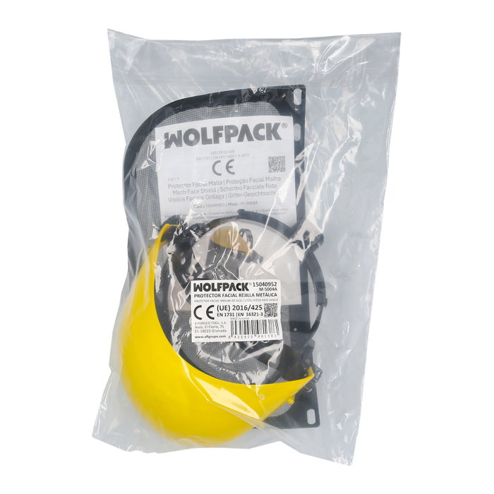 WOLFPACK LINEA PROFESIONAL Protecteur facial avec harnais et grille en maille jaune