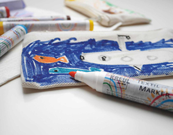 Kreul Kit Colorea tu estuche con rotuladores Textiles JUNIOR