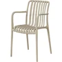 SOLARIA - Lot de 4 fauteuils de jardin empilables en polypropylène renforcé - Assise à lattes, traité anti-UV - 55 x 58 x 81 cm - Crème
