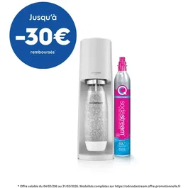 Sodastream Machine à soda et eau pétillante Terra Blanche - 1 bouteille compatible lave-vaisselle 1L + recharge de gaz 60L