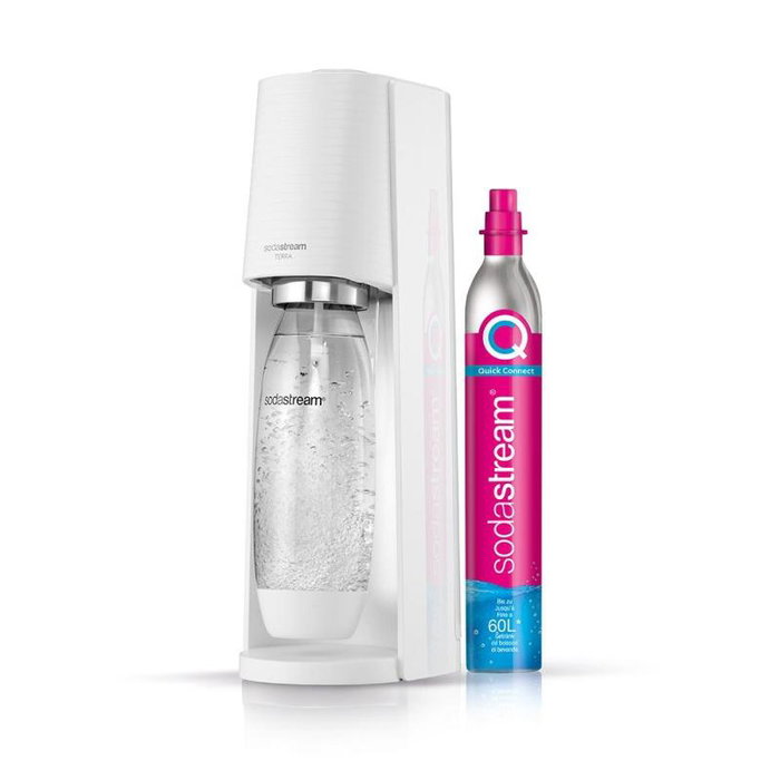 SodaStream Soda Maker Terra QC Blanc avec Cylindre de CO2 et Bouteille PET 1L - Réf. 1012811410