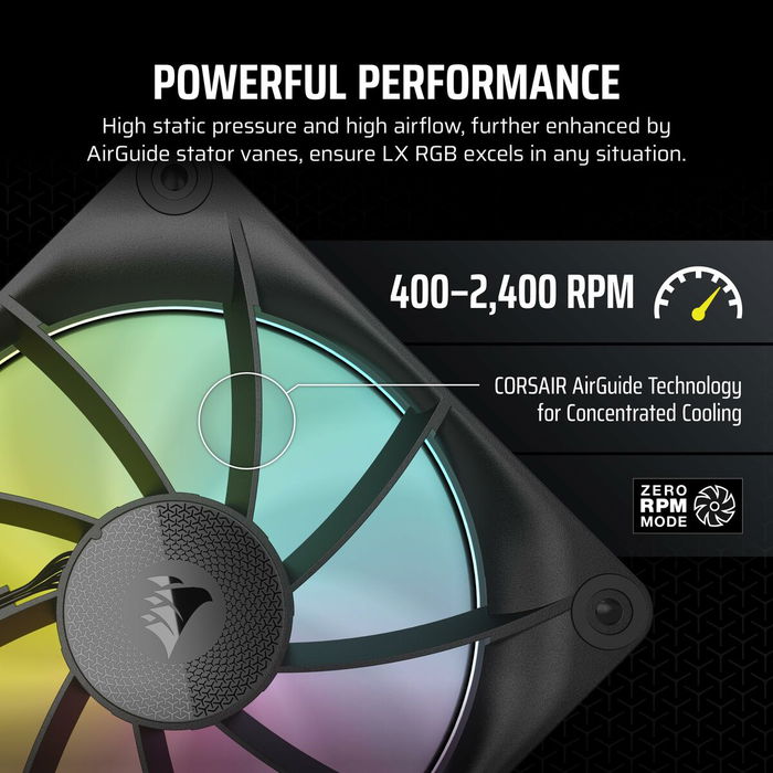 Corsair Ventilateur CO-9051026-WW LX120 RGB - Pack de 3 ventilateurs 120mm avec éclairage RGB et contrôle