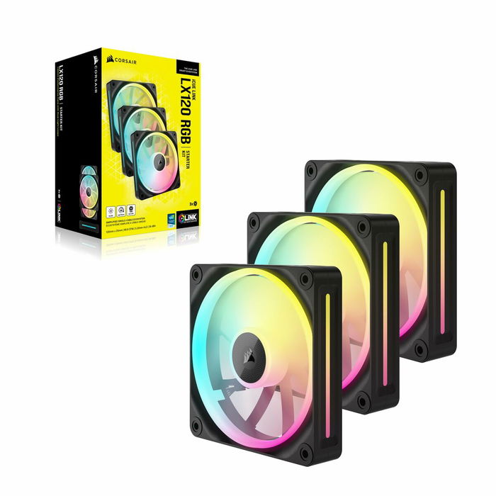 Corsair Ventilateur CO-9051026-WW LX120 RGB - Pack de 3 ventilateurs 120mm avec éclairage RGB et contrôle