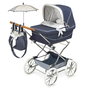 Decuevas Poussette Vintage Reborn Pliable pour Poupées avec Ombrelle et Accessoires, Azur Marine, 90x40x90 cm
