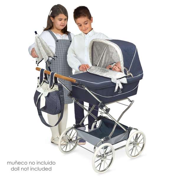 Decuevas Poussette Reborn Pliante Vintage avec Parasol Métal Plastique Polyester 40x90x90cm Dès 3 Ans