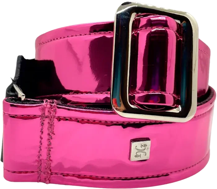 GETM Sangle de guitare/basse Mirror Reflective Fuchsia - Nylon et cuir réglable 165 cm GETM Sangle de guitare/basse Mirror Reflective Fuchsia - Nylon et cuir réglable 165 cm