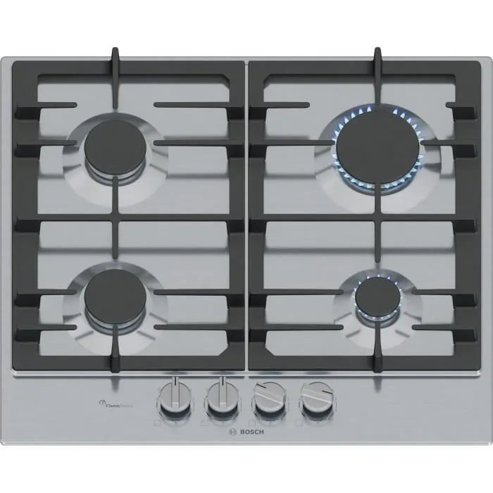 Bosch PCP6A5I90 Table de cuisson à gaz Série 6 - 4 foyers - 52 x 58.2 cm - FlameSelect - Inox Bosch PCP6A5I90 Table de cuisson à gaz Série 6 - 4 foyers - 52 x 58.2 cm - FlameSelect - Inox