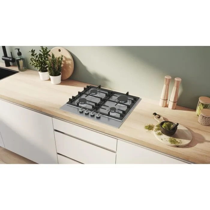 Bosch PCP6A5I90 Table de cuisson à gaz Série 6 - 4 foyers - 52 x 58.2 cm - FlameSelect - Inox Bosch PCP6A5I90 Table de cuisson à gaz Série 6 - 4 foyers - 52 x 58.2 cm - FlameSelect - Inox