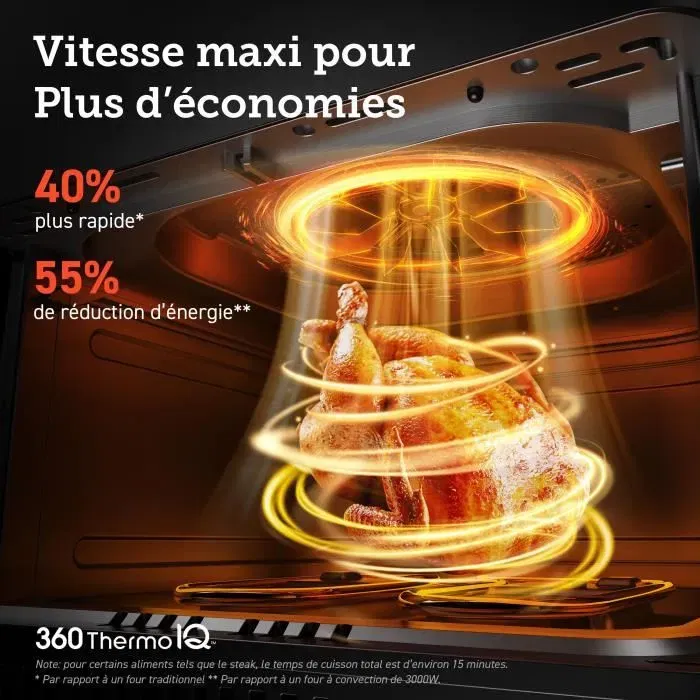 Cosori Friteuse sans huile Dual Blaze Chef Edition 6,4L 1700W Noire - 12 Programmes, 5 Brochettes, 1 Grille - Cuisson rapide et uniforme