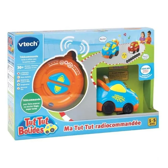 VTech Tut Tut Bolides Radiocommandé Hugo Super Turbo - Voiture télécommandée pour enfants avec chansons et lumières - Version française