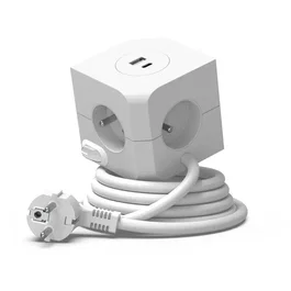 Link2Home Cube multiprise avec 4 prises secteur 16A et double port USB - Blanc