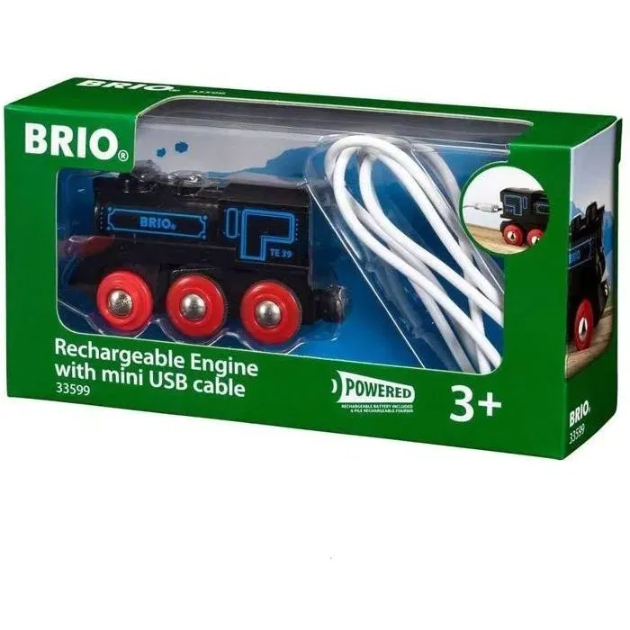 Brio World Locomotive rechargeable BRIO World - Locomotive à vapeur rétro éclairante avec câble USB - Jouet enfant dès 3 ans - Jaune et noir