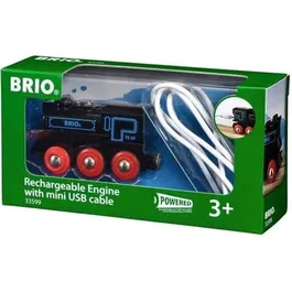 Brio World Locomotive rechargeable BRIO World - Locomotive à vapeur rétro éclairante avec câble USB - Jouet enfant dès 3 ans - Jaune et noir