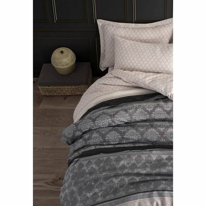 BigBuy Home Parure de couette King size Gris, 3 pièces BigBuy Home Parure de couette King size Gris, 3 pièces