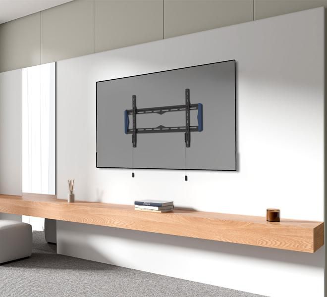 B-Tech BT5442 Support mural fixe très plat pour écran large jusqu'à 70 kg, profil 27 mm, ajustement latéral, verrouillage rapide, compatible VESA 650x400 mm