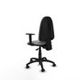 Chaise de bureau Aýna avec mécanisme Asincro, revêtement en simili cuir gris. Équipée d'une base en polyamide noir, d'accoudoirs 1D et de roulettes pour parquet